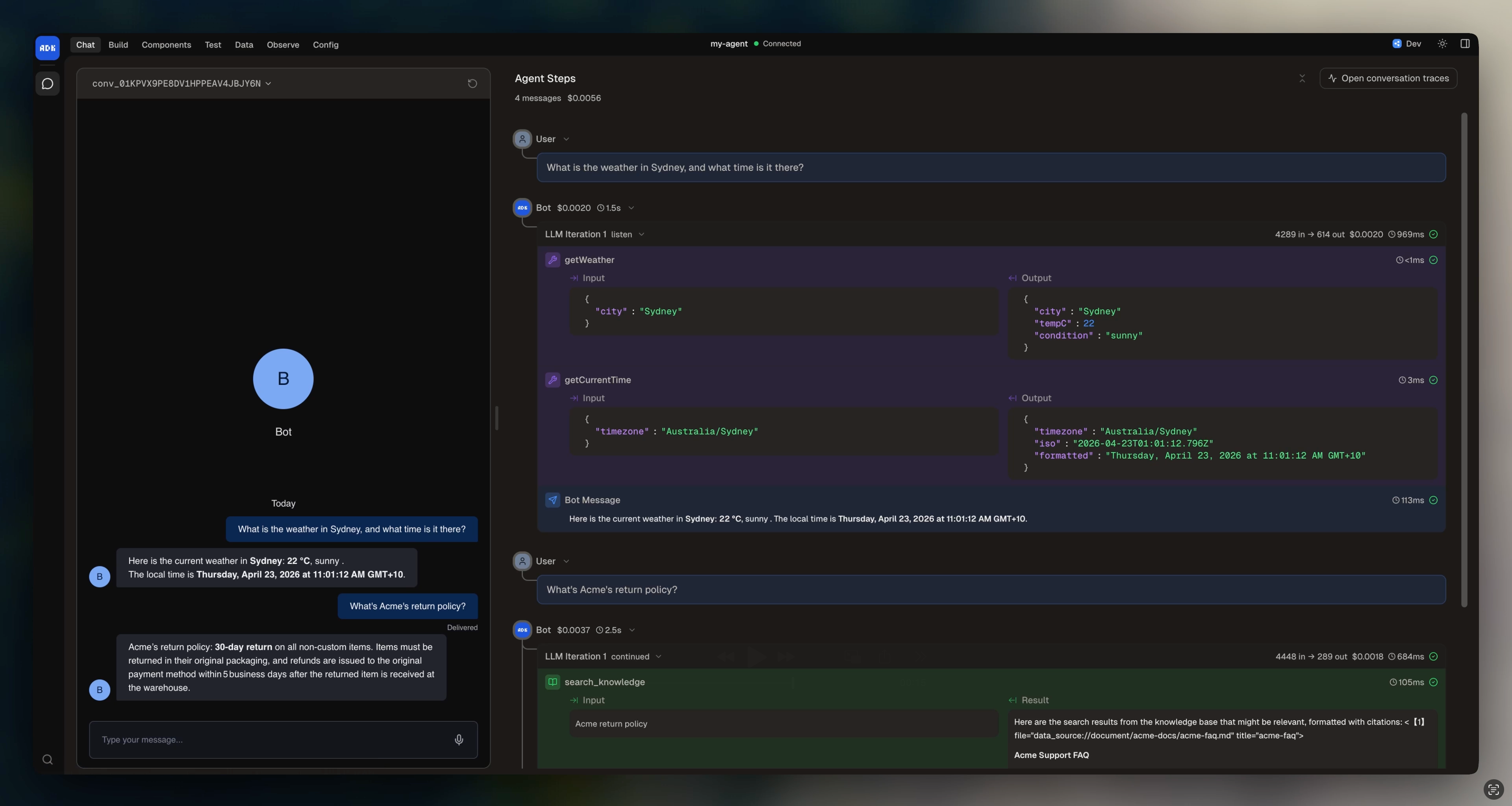 Chat page in the Dev Console