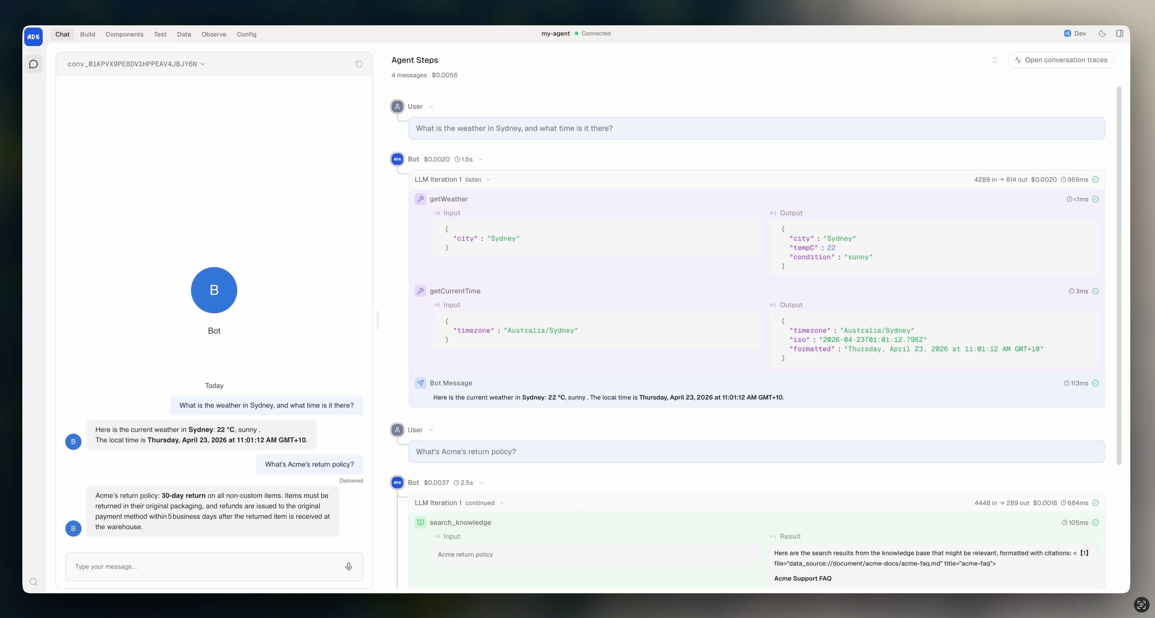 Chat page in the Dev Console