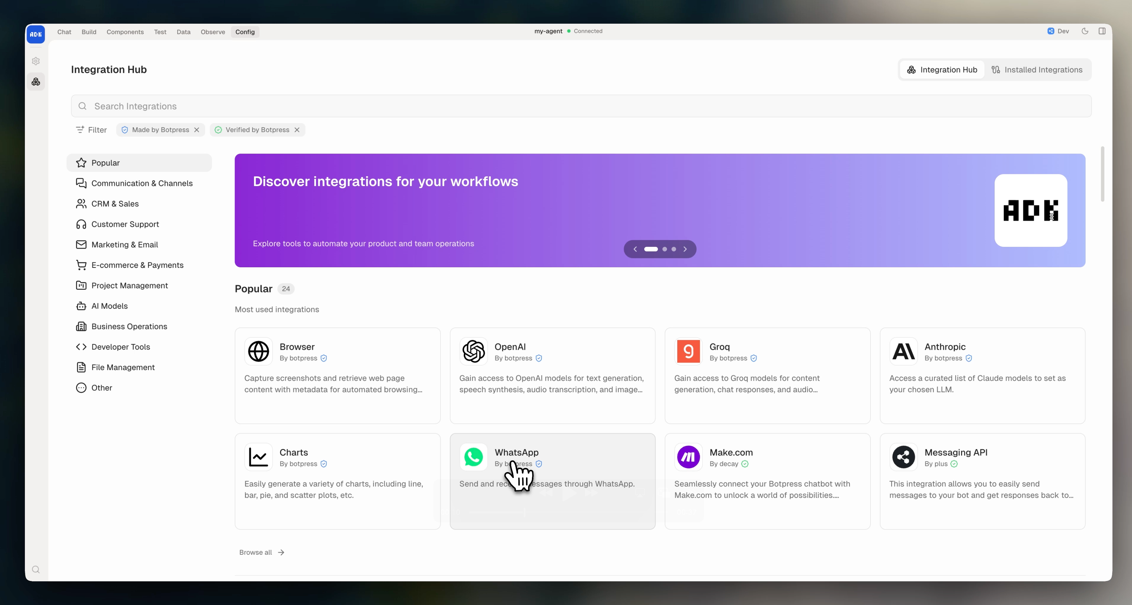 Integration Hub in the Dev Console